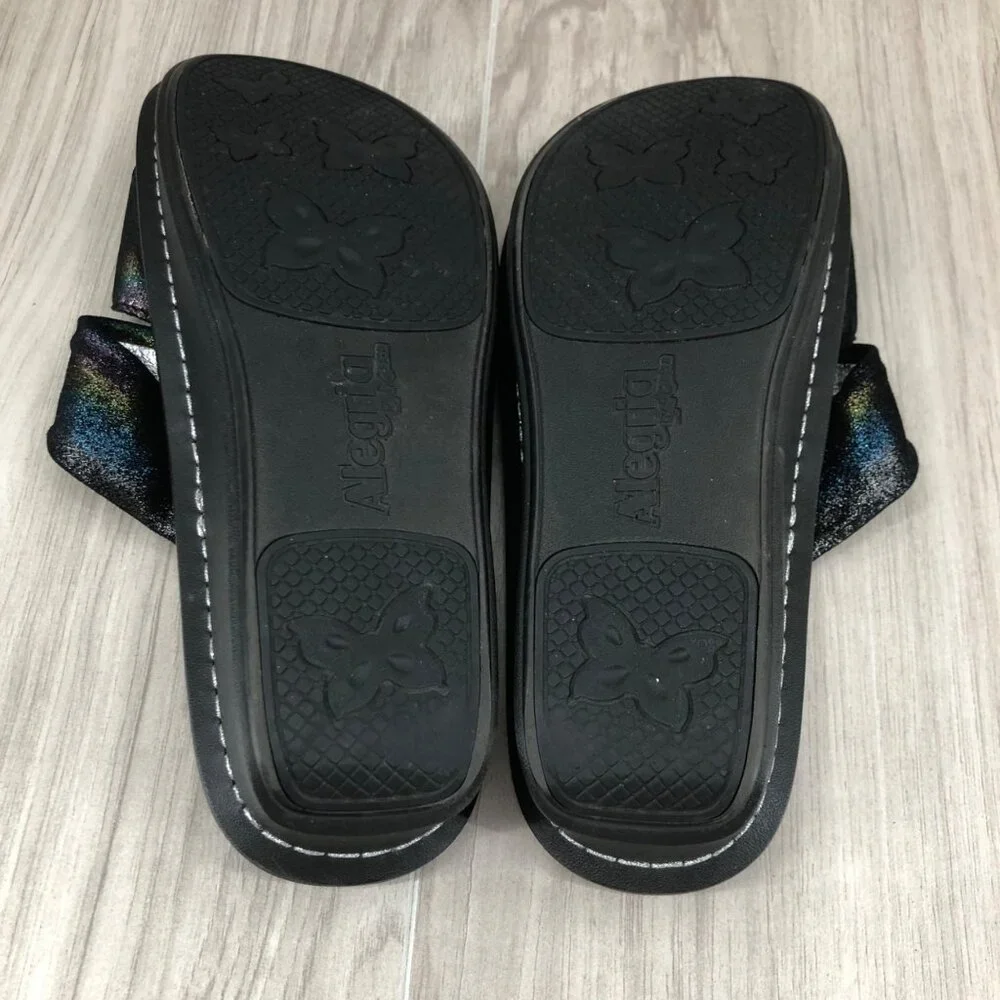Alegria Sandals Womens EU 38 Metalic Glitter Multicolor Slip On Comfort Shoes